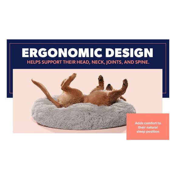 NEW Active Pets Calming Anti-Anxiety Round Dark Grey Donut Dog Bed Small - Picture 6 of 9